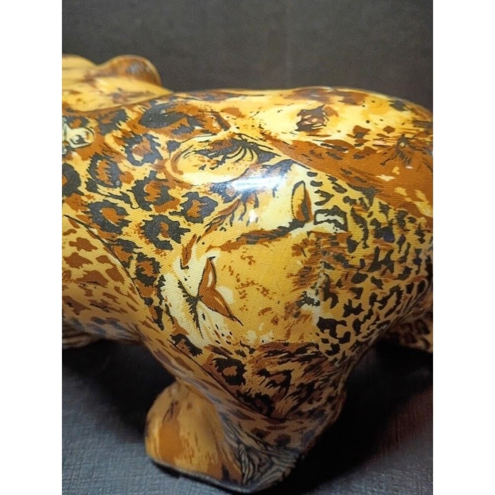 Vintage La Vie Safari Patchwork Bear Figurine Porcelain Wildlife Animal Print 9" - Picture 8 of 13